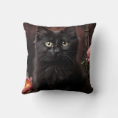 かわいい黒猫と花 クッション (裏面)