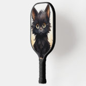 かわいい黒猫と花 ピックルボールラケット (左)