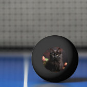 かわいい黒猫と花 卓球ボール (ネット)