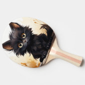 かわいい黒猫と花 卓球ラケット (横)