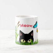 かわいい黒猫と蝶の庭のマグカップ コーヒーマグカップ (中央)