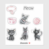 かわいい黒猫にゃんこ首輪毛糸 シール (シート)