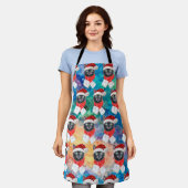 かわいい黒猫のおもしろいクリスマス エプロン (着用した状態)