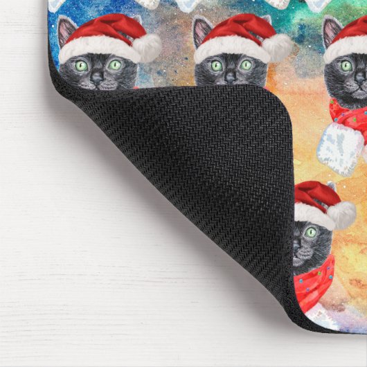 かわいい黒猫のおもしろいクリスマス マウスパッド (コーナー)