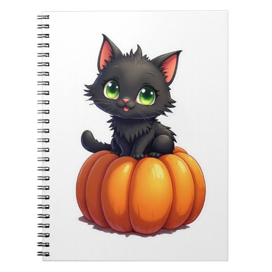 かわいい黒猫のかぼちゃのハロウィン ノートブック (正面)
