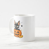 かわいい黒猫のかぼちゃハロウィン コーヒーマグカップ (正面左)