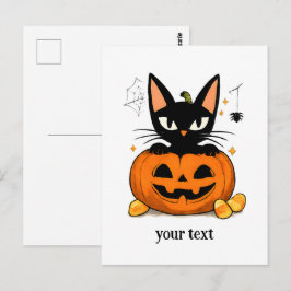 かわいい黒猫のかぼちゃハロウィン ポストカード