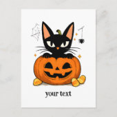 かわいい黒猫のかぼちゃハロウィン ポストカード (正面)