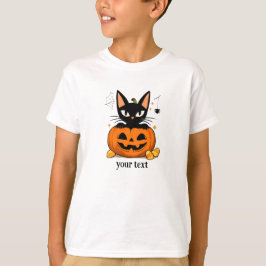 かわいい黒猫のかぼちゃハロウィン Tシャツ