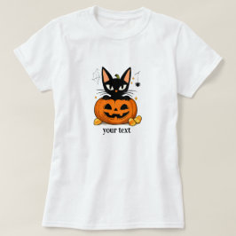 かわいい黒猫のかぼちゃハロウィン Tシャツ