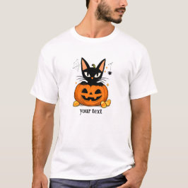 かわいい黒猫のかぼちゃハロウィン Tシャツ