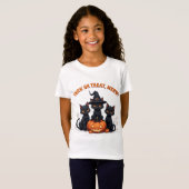 かわいい黒猫のかぼちゃ畑ハロウィン🎃 Tシャツ (正面フル)