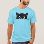 かわいい黒猫のぞき Tシャツ (正面)