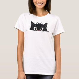 かわいい黒猫のぞき Tシャツ