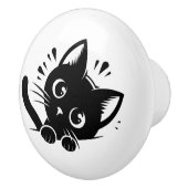 かわいい黒猫ののぞき見 セラミックノブ (右)