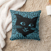 かわいい黒猫のアニマルプリント背景 クッション (ブランケット)
