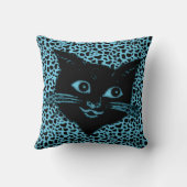 かわいい黒猫のアニマルプリント背景 クッション (裏面)