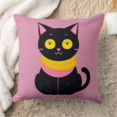 かわいい黒猫のイラスト クッション (ブランケット)