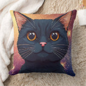 かわいい黒猫のイラスト クッション (ブランケット)