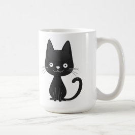 かわいい黒猫のイラスト シンプルなねこ コーヒーマグカップ