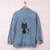 かわいい黒猫のイラスト シンプルなねこ デニムジャケット (ハンガー)