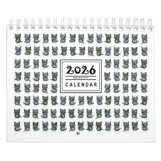 かわいい黒猫のイラスト 2026年 カレンダー (カバー)