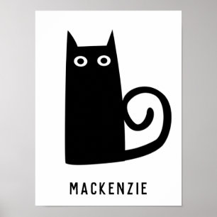 かわいい黒猫のカスタムデザイン ポスター