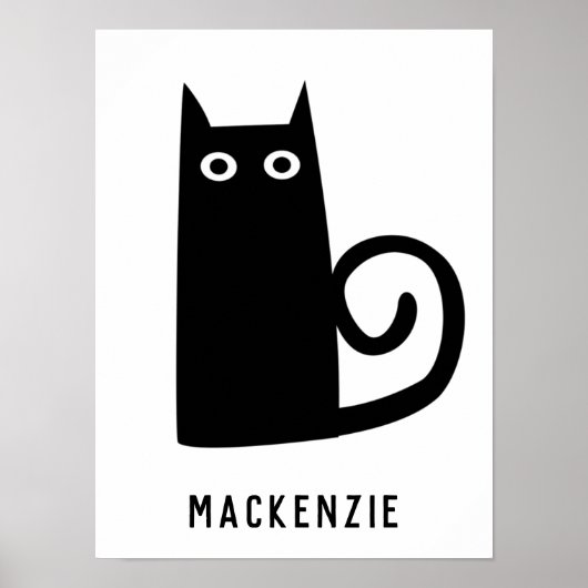 かわいい黒猫のカスタムデザイン ポスター (正面)
