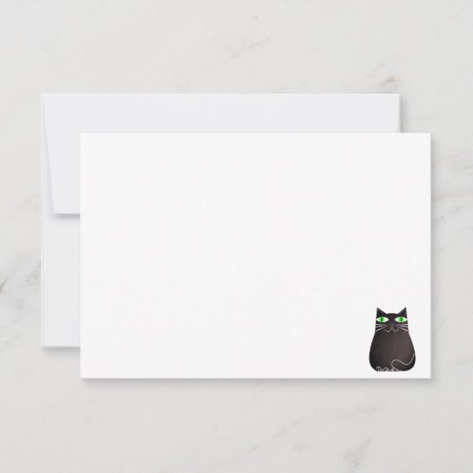 かわいい黒猫のカスタムブランク ノートカード (正面)