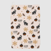 かわいい黒猫のカボチャのハロウィンパターン ゴルフタオル (正面)