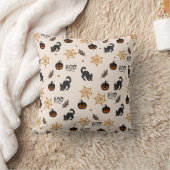 かわいい黒猫のカボチャ ハロウィンパターン クッション (ブランケット)