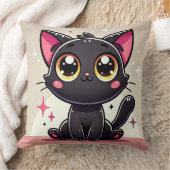 かわいい黒猫のキャラクター クッション (ブランケット)