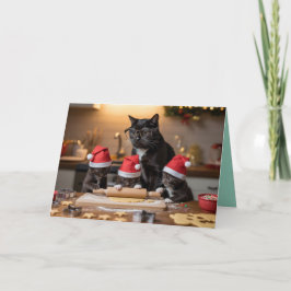 かわいい黒猫のクリスマスクッキーカード カード
