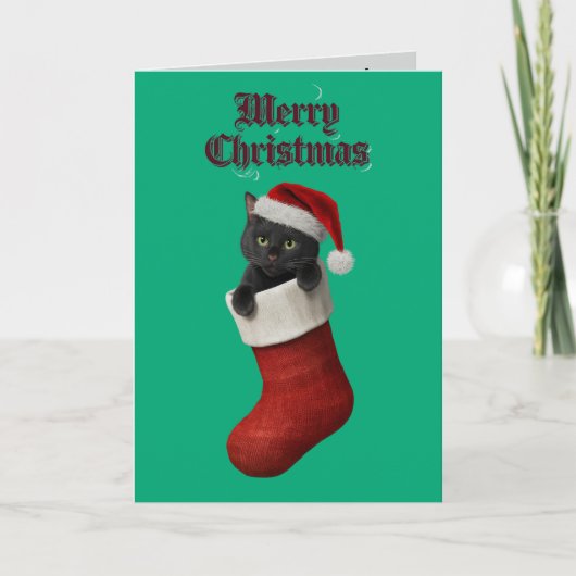 かわいい黒猫のクリスマス カード (正面)