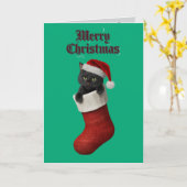 かわいい黒猫のクリスマス カード (黄色い花)
