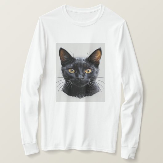 かわいい黒猫のスウェットシャツ Tシャツ (デザイン正面)