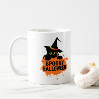かわいい黒猫のスプーキー・ハロウィン コーヒーマグ コーヒーマグカップ