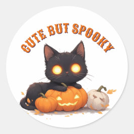 かわいい黒猫のトリック・オア・トリート ハロウィン 🎃 ラウンドシール