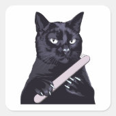 かわいい黒猫のネイルケアアート スクエアシール (正面)