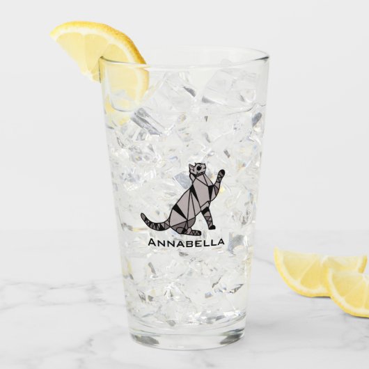 かわいい黒猫のネームグラス タンブラーグラス (アイス正面)