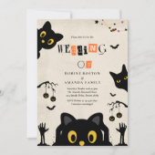 かわいい黒猫のハロウィンウェディング 招待状 (正面)