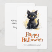 かわいい黒猫のハロウィンカード シーズンカード (正面/裏面)