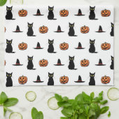 かわいい黒猫のハロウィンキッチンタオル キッチンタオル (折り畳み)