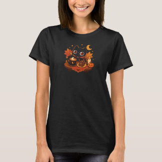 かわいい黒猫のハロウィンコーヒー – おしゃれなスプーキーな夜 Tシャツ
