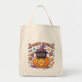 かわいい黒猫のハロウィントリックオアトリートバッグ トートバッグ