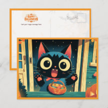 かわいい黒猫のハロウィントリックオアトリート
