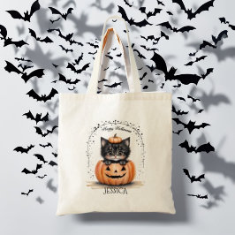 かわいい黒猫のハロウィントートバッグ | パンプキンジャックオ トートバッグ
