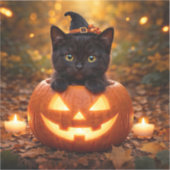 かわいい黒猫のハロウィンパンプキン シール (正面)