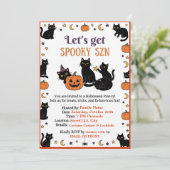 かわいい黒猫のハロウィンパーティー招待状 Spooky SZN 招待状 (スタンド正面)