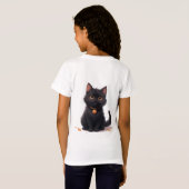 かわいい黒猫のハロウィンマジック 🎃 Tシャツ (裏面フル)